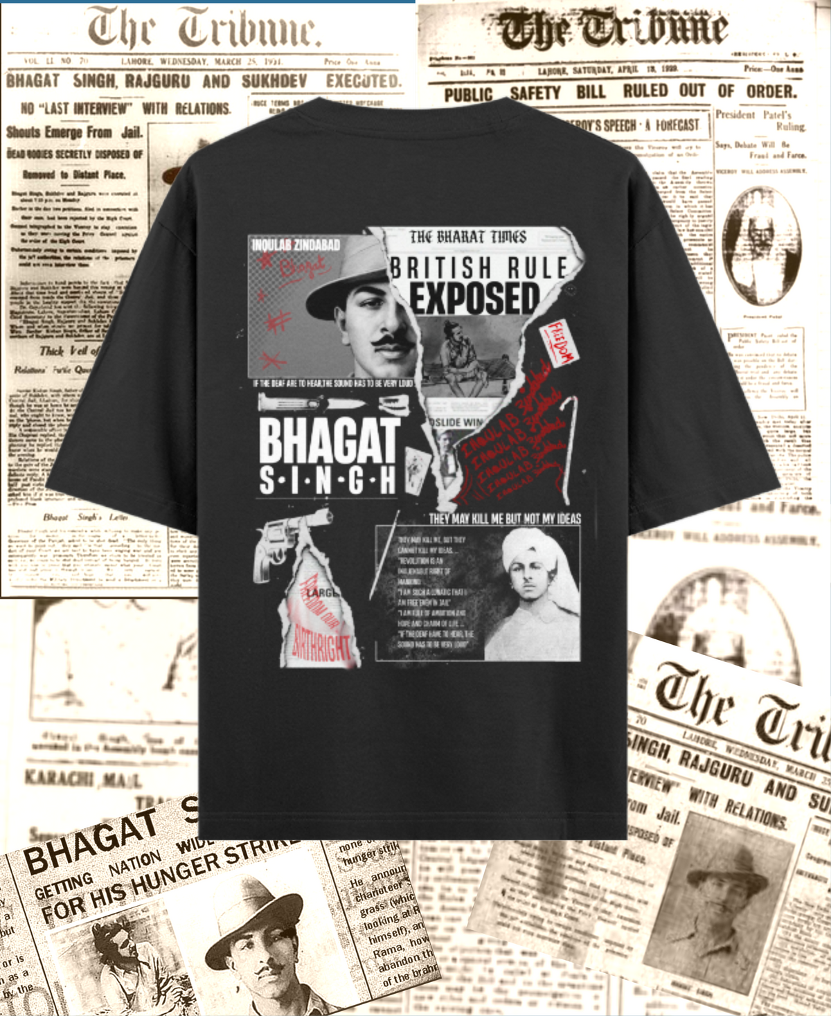 Rebel Roar ft. Bhagat Singh - Oversized Patriotic Tee