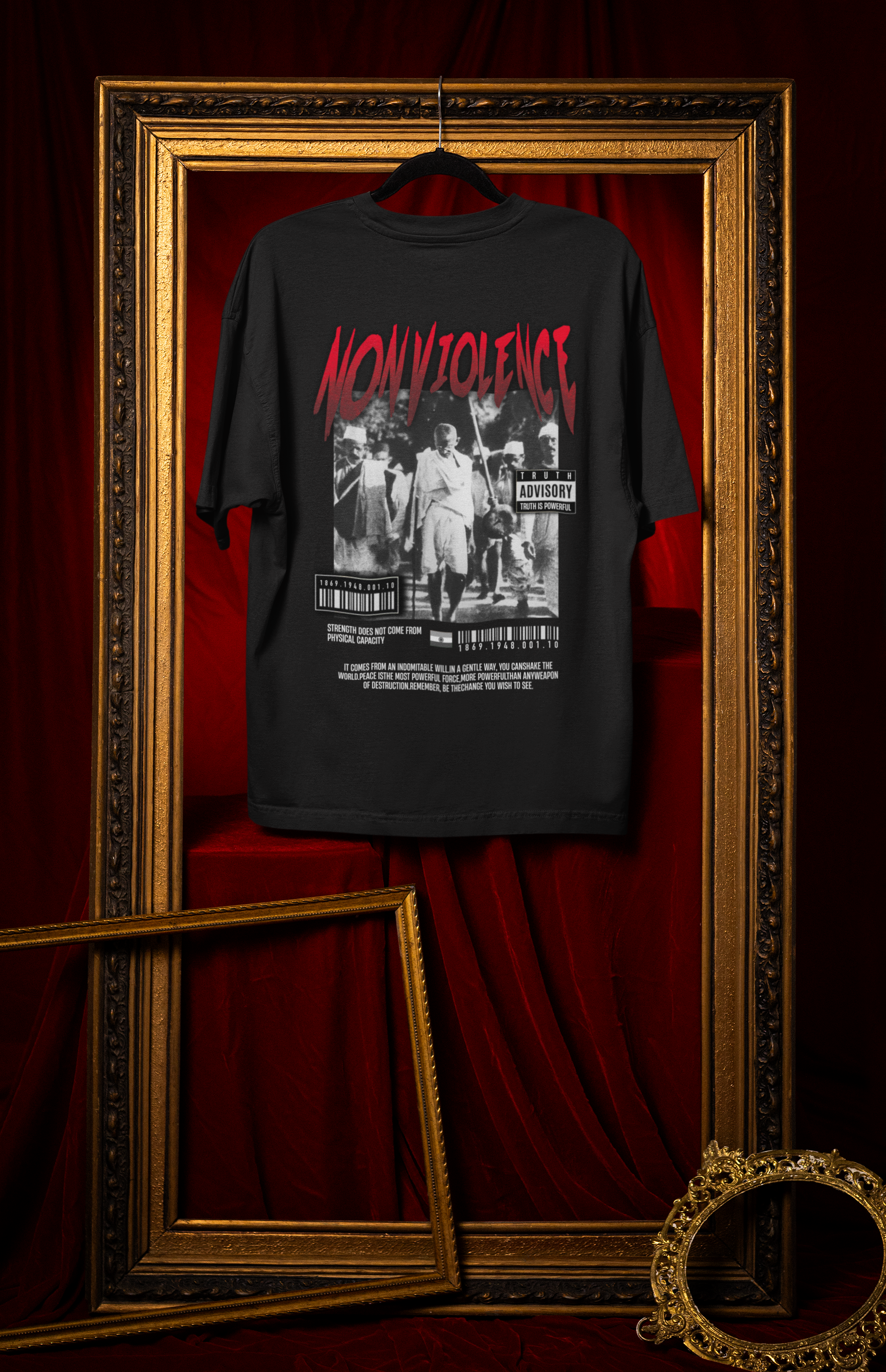 Nonviolence Legacy ft. Gandhiji - Oversized Patriotic Tee