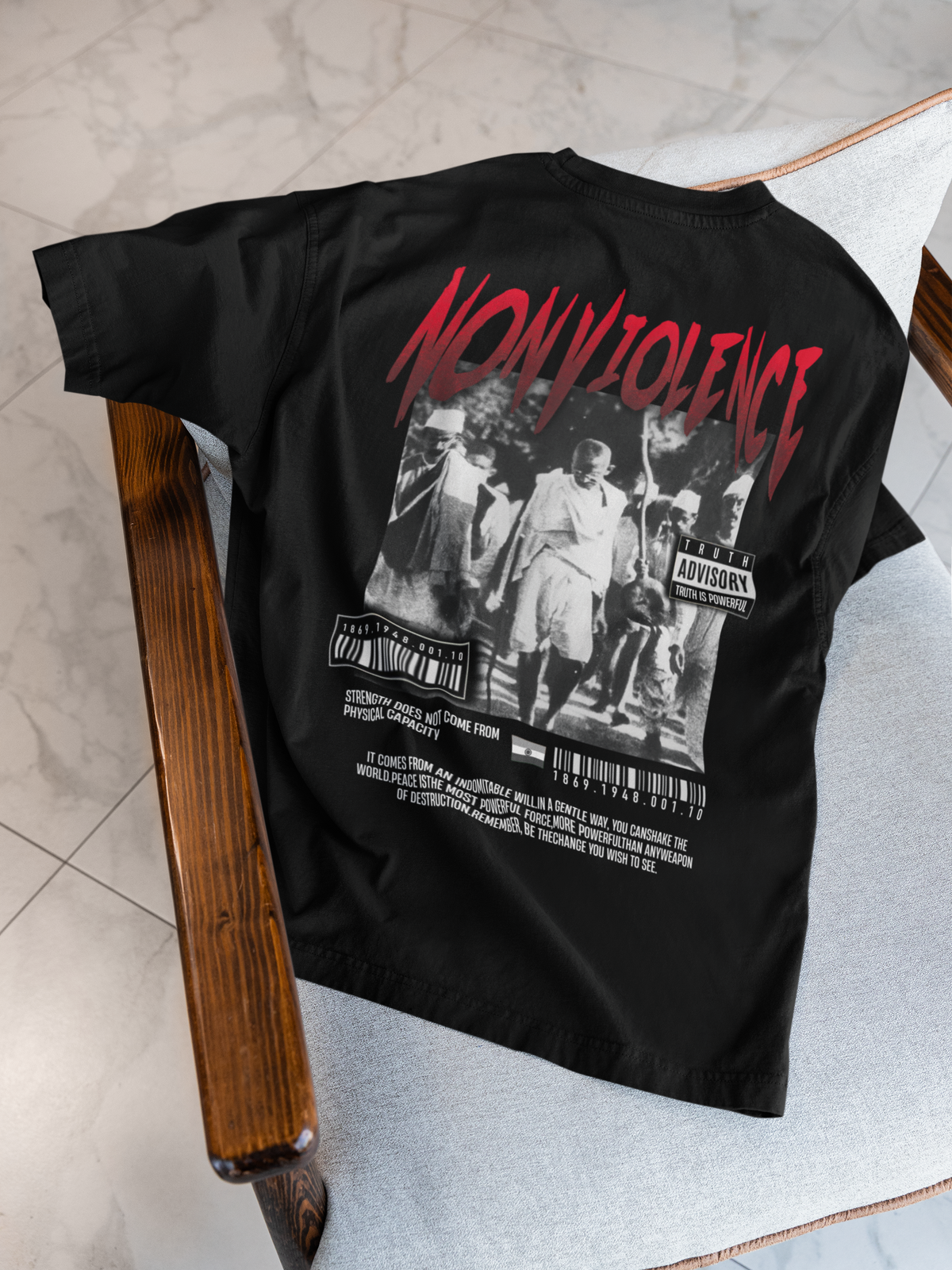 Nonviolence Legacy ft. Gandhiji - Oversized Patriotic Tee