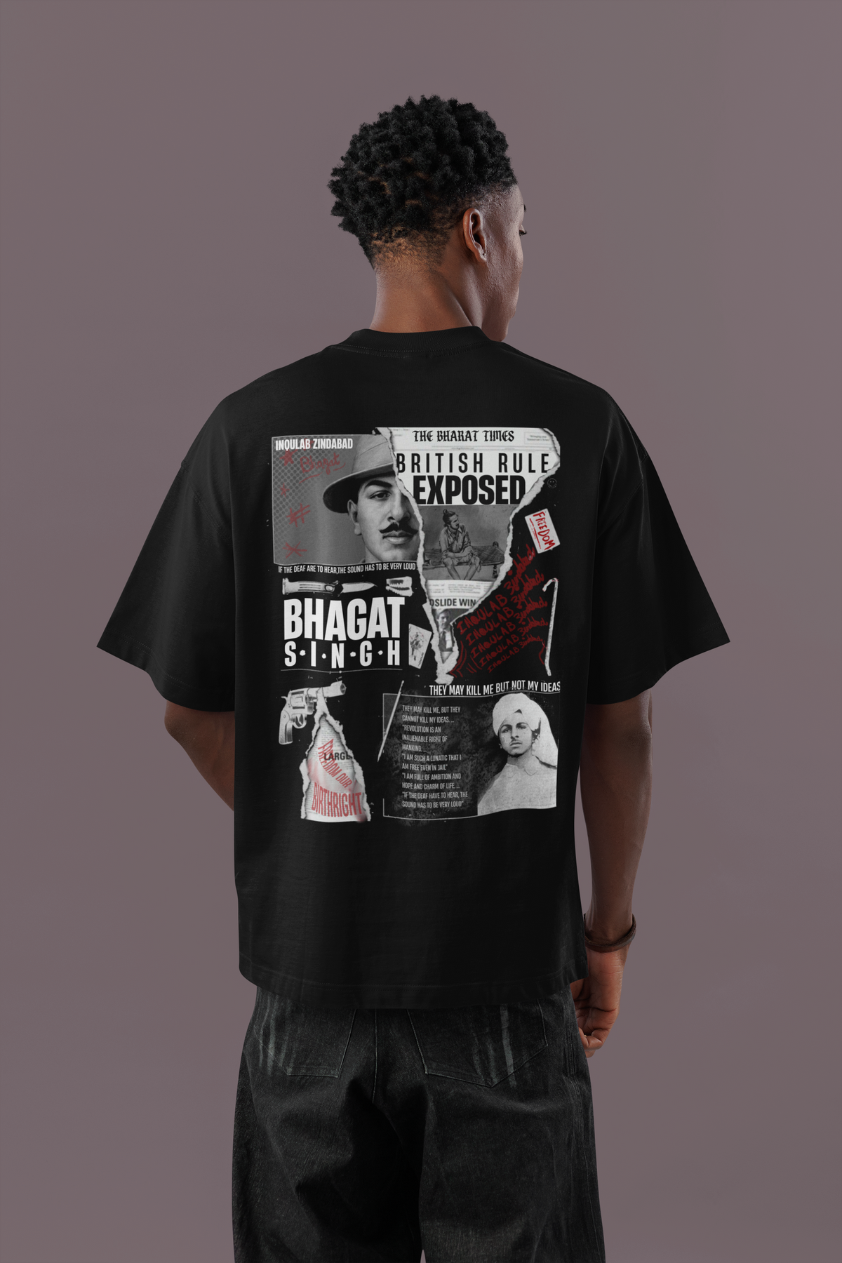 Rebel Roar ft. Bhagat Singh - Oversized Patriotic Tee